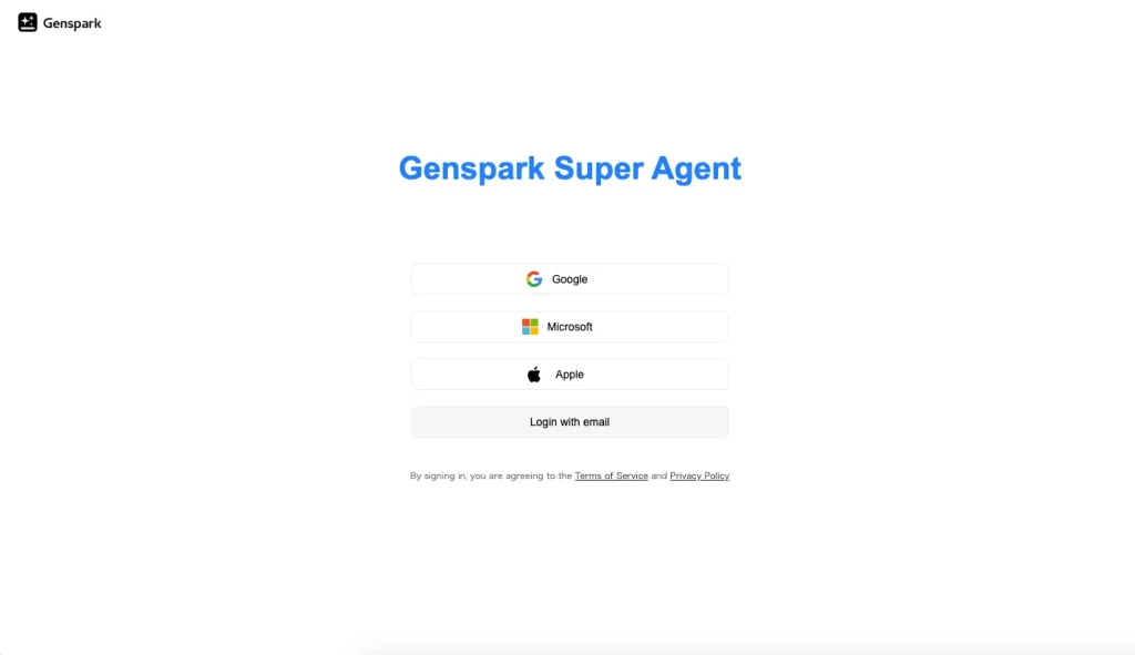 gensparkの公式サイトにアクセス