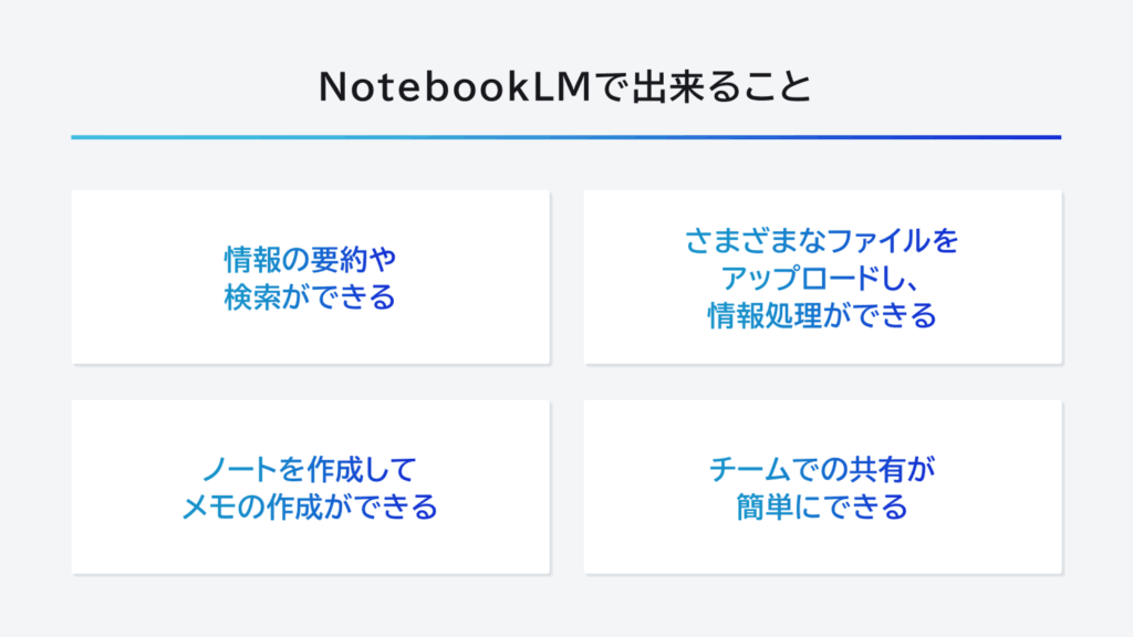NotebookLMで出来ること