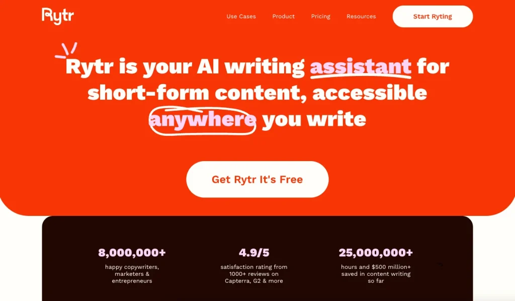 文章作成におすすめの生成AIツール-Rytr
