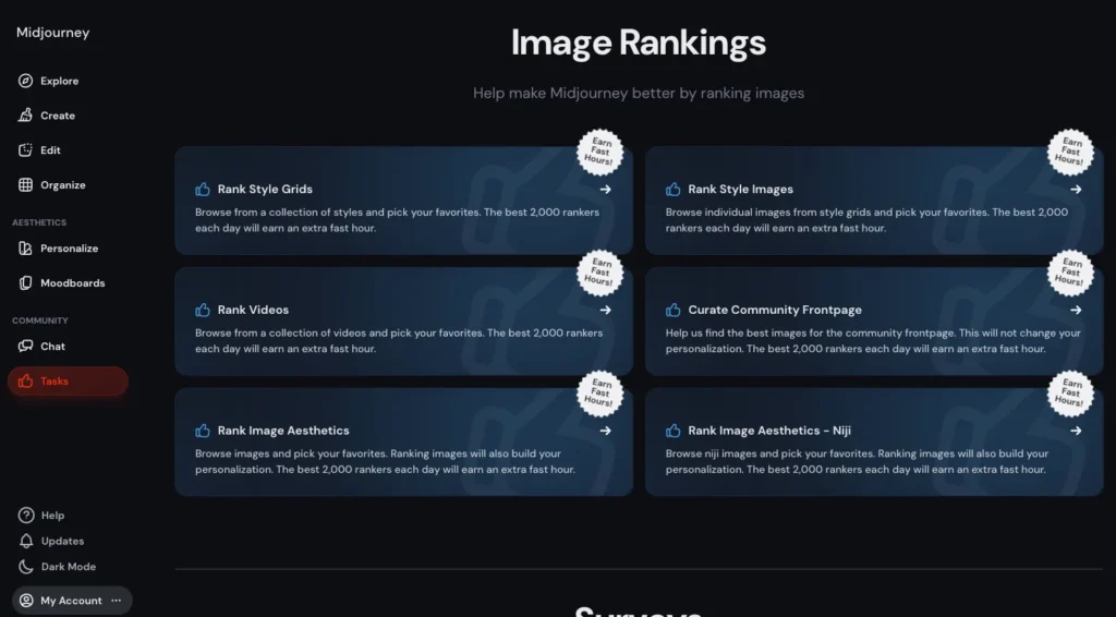 Tasksはユーザー参加型の課題でAI訓練と特典獲得を兼ねる機能
